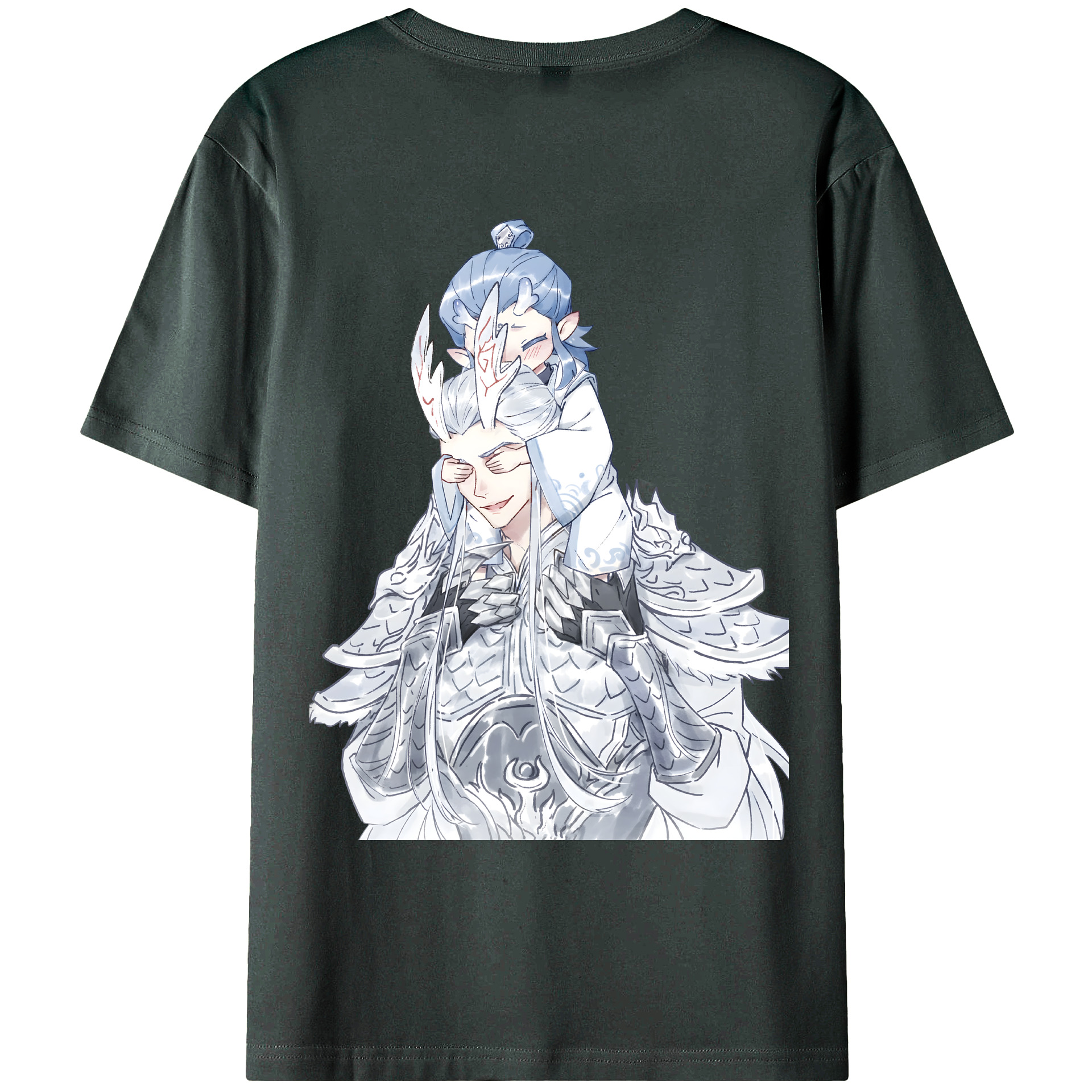 （画像用） Ne Zha 2 ナタ 魔童の大暴れ 綿100％ メンズ半袖Tシャツ（バックプリント） 通気性
